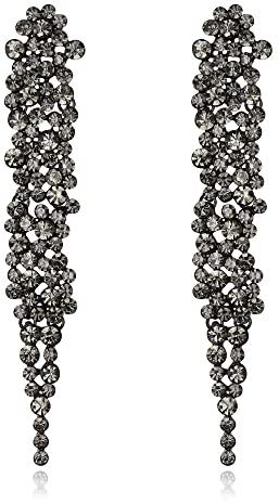 EVER FAITH Statement Ohrringe Strass Kristall Bankett lange Kronleuchter baumeln Ohrstecker für Damen Prom Hochzeit Braut Grau Schwarz-Ton