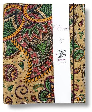 Ringbuch, Paisley, A5, Personal, A6, 2-fach und 6-fach Ringbuch, Kork, im Set mit 60 Blättern, 120g Papier, dots oder blanko, handmade