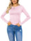 Langarmshirt Damen Slim Crop Top Longsleeve Damen Y2K Hohe Elastizität Basic Langarmshirts T-Shirts für Fitness, Alltag und Base Layering (DE/NL/SE/PL, Alphanumerisch, L, Regular, Regular, Rosa) …