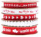 5Rollen Dekoband Rot/Weiß Geschenkbänder Ripsband Geschenk Kuchenverpackung Valentinstag und Hochzeit Party DIY 5M
