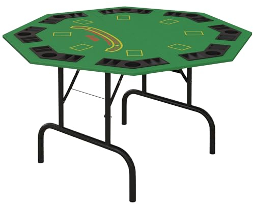 SPORTNOW Table de Poker Pliable pour 8 Joueurs, Table de Jeu avec Porte-gobelet et bac à jetons, 120 x 120 x 72 cm, Vert