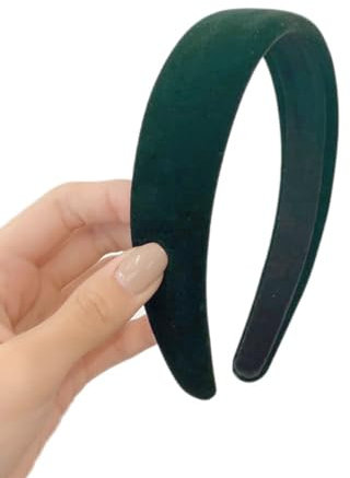 Wambere 1 serre-tête pour femme - En velours - Style vintage - Accessoire de cheveux - Bandeau pour cheveux - Bandeau pour cheveux - Pour un port quotidien - Pour femmes et filles - Vert foncé