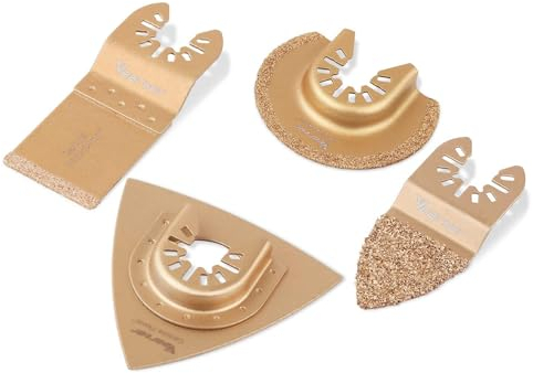 Vearter 4 Tlg Utensili Multitool Lame per sega, in metallo duro, strumento di oscillazione multifunzione per piastrelle, malta per calcestruzzo muratura
