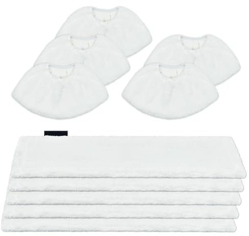 DLAIMI 10 Bonnettes Microfibre Lingettes pour Nettoyeur Compatible avec Karcher Easy Fix SC2 SC3 SC4 SC5,5 Chiffons de Nettoyage à Vapeur en microfibrel & 5 Bonnettes Microfibre Le Nettoyeur Vapeur