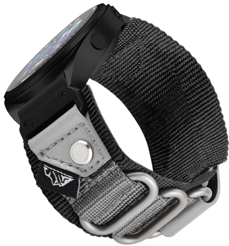 Lovandare Quickfit 22mm Armband für Garmin Fenix 7/7 Pro/6/6 Pro/5/5 Plus, Superrobustes Nylon-Sportarmband Kompatibel mit Garmin Forerunner 935/945/955/965/745, Instinct/Instinct 2, Schwarz Grau