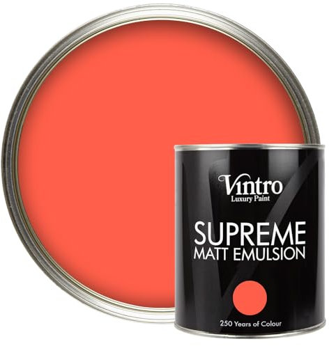 Vintro | Luxury Matt Emulsion | Smooth Chalky Finish | Multi Surface Paint | for Walls, Ceilings, Wood and Metal | 1L (Coral Red - Matisse Coral, 1L)