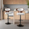 Hawthyhome Barhocker 2er Set |Barstuhl Tresenhocker Bistrohocker •360° Drehstuhl •Küchenstühle mit Rückenlehne und Fußstütze •Stuhl mit Armlehnen •Lobby Tresen Küche Hausbar •Weiß Nussbaumholz