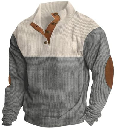 JUZILO Overstock Items Herren Langarmshirt Herren Hoody alpaka Pullover für Fleece Jacke Sweatjacke ohne Kapuzenpullover beheizbare Pullover Blauer and Weste Retro