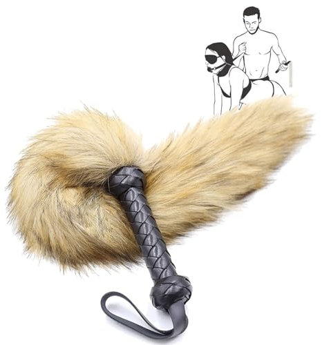 SJSHOPS Erotischer Leder Flogger mit Fuchsschwanz – Peitsche für SM, Fetisch & Cosplay – Sexspielzeug für Erwachsene, Strap-on Flogger für Bondage & BDSM