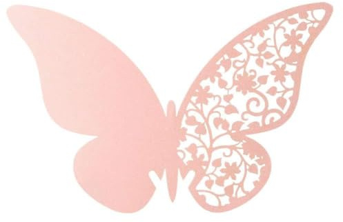Butterfly Shape Wedding Hollow Name Place Cards Elegant Wine Glass Table Decorations for Wedding Party Banquet White Red Purple Pink Blue 20pcs (Pink)