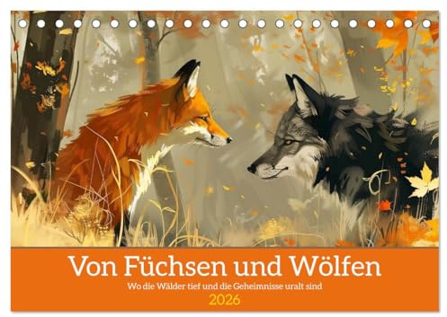 Von Füchsen und Wölfen (Tischkalender 2026 DIN A5 quer), CALVENDO Monatskalender: Die Wächter uralter Geheimnisse (CALVENDO Tiere)