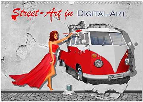 Street-Art in Digital-Art by Mausopardia (Wandkalender 2026 DIN A3 quer), CALVENDO Monatskalender: Humorvolle Street Art mit Pin up Girls (CALVENDO Kunst)