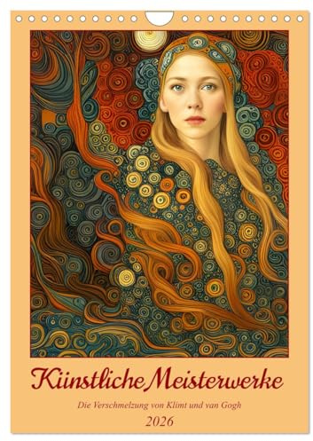 Künstliche Meisterwerke (Wandkalender 2026 DIN A4 hoch), CALVENDO Monatskalender: Die Verschmelzung von Klimt und van Gogh (CALVENDO Kunst)