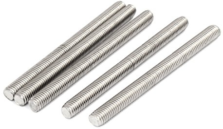 sourcing map 5 Stück Gewindestangen M10x120mm Edelstahl 304 Gewindestift Metrischem Vollgewinde Bar Gewindestäbe für Befestigung CNC-Werkzeugmaschinen 3D-Drucker Industrie Geräte