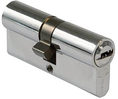 AMIG - Cilindro Serratura di Sicurezza per Porte - Misura 70 (35-35) - 6 Pini - Sistema Antiforo - Leva di 15 mm - Include 5 Chiavi a Punta in Ottone e Vite da 70 mm - Finitura Cromata Lucida