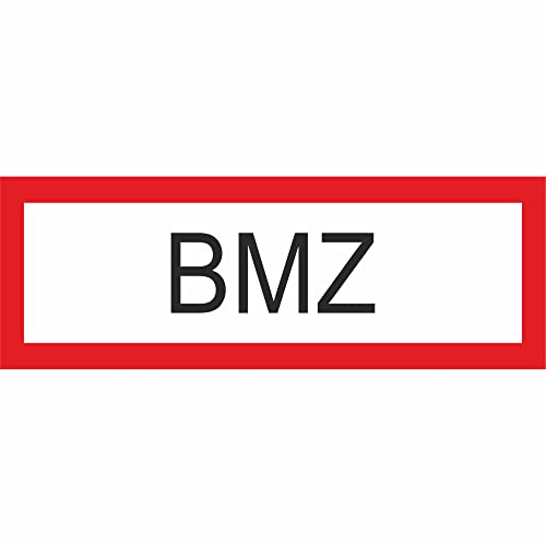 Indigos UG Aufkleber BMZ - Brandmeldezentrale - 29,70 cm x 10,50 cm - selbstklebender Sicherheits Aufkleber für Tür oder Wand - Warnschild für Gebäude, Hotel, Büro, Firma, Haus, Praxis