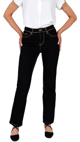 ESRA Damen Jeans Hose Damen Jeanshose gerader Schnitt Straight bis Übergrösse G400