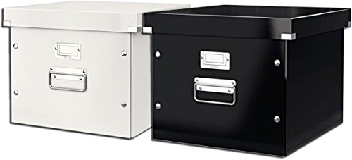 Leitz 6046 Archiv-Hängebox Click und Store, Ablage- und Transportbox für Hängeregistratur mit Deckel, A4 (Schwarz + Weiß)