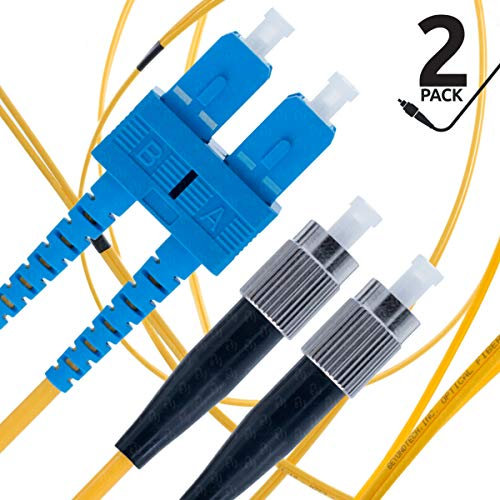 BEYONDTECH Cable de fibra óptica SC a FC OS1 Monomodo Duplex (1 Metro) - Latiguillo Doble Fibra Óptica UPC/UPC - 9/125 (LSZH)