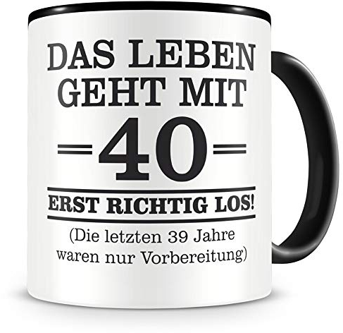 Samunshi® Tasse mit Spruch witzige Geschenke zum 40 Geburtstag Mann Frau Oma Opa Geburtstag Geschenkideen zum 40 Geburtstag schwarz