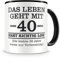 Samunshi® Tasse mit Spruch witzige Geschenke zum 40 Geburtstag Mann Frau Oma Opa Geburtstag Geschenkideen zum 40 Geburtstag schwarz
