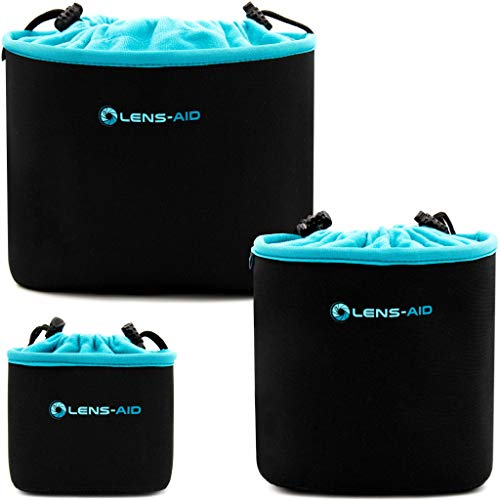 LENS-AID Custodia Protettiva in Neoprene con Fodera in Pile – Set di 3 (S, M, L) - Borsa per Fotocamera, Obiettivi & Accessori, Leggera e Resistente
