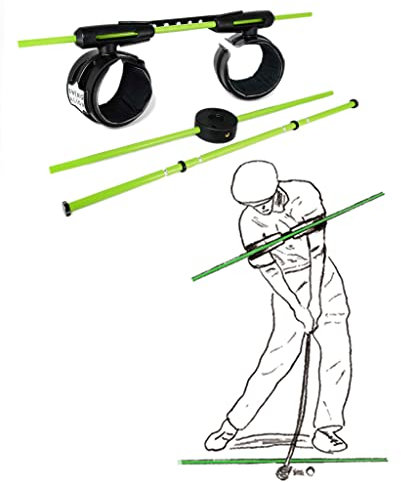 SWINGALIGN Swing-Align Golftrainingshilfe-Set – inkl. Schwungausrichtung, Kurze Spielstange und Bodenausrichtungshilfe