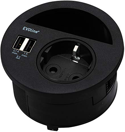 EVOLINE 159273000900 Tischsteckdose 1fach Schwarz Schutzkontakt 1 St.