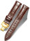 BINLUN Bracelet de Montre en Cuir Femme Homme 12mm-24mm Bracelet de Remplacement avec Boucle de Déploiement Papillon Argent/Or/Or Rose(20mm Marron-Boucle Or)