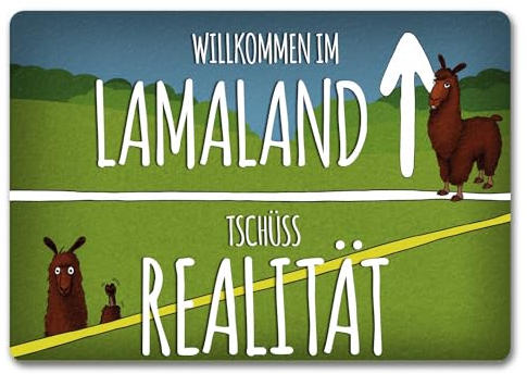 trendaffe Willkommen im Lamaland Fußmatte randlos mit Lama Motiv