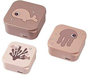 Done by Deer Snackbox Set 3-er Pack Sea Friends Rosa - Praktischen Snackboxen in drei verschiedenen Größen - Box: 100% PP, Deckel: 100% PE in Lebensmittelqualität