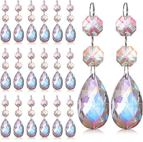 Mudder 20 piezas de 38 mm de lágrima de cristal arco iris lámpara de araña colgante piezas de cuentas adorno de cristal colgante adorno