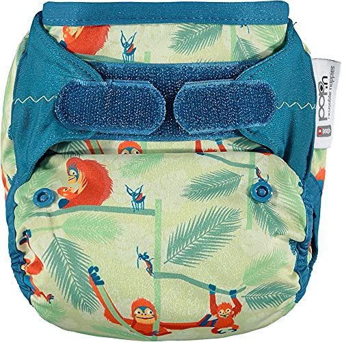 Close Pop-in Stoffwindel, wiederverwendbar, Einheitsgröße, von Geburt bis Töpfchen, Bambus, Aplix-Verschluss, Orang-Utan-Druck