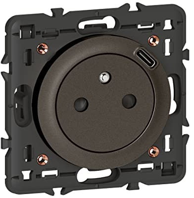 Legrand - Prise de courant Surface Céliane avec chargeur Type-C - 1,5A- 7,5W en face avant de la prise - Graphite