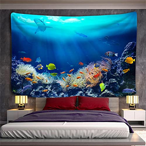 Wandteppich U-Boot-Fische Wandtuch Tapisserie Soft Flannel Groß Psychedelic Wandteppiche Hippie Wandbehang Bettdecke Yoga-Meditation Mat für Wohnzimmer Schlafzimmer Wohnkultur 230x270cm 90x106inches