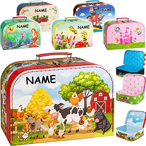 alles-meine.de GmbH Koffer/Kinderkoffer - GROß - Kinder - Motiv - inkl. Name - 29 cm - ideal für Spielzeug und als Geldgeschenk - Pappkoffer - Puppenkoffer - Kinder - Pappe Kar..