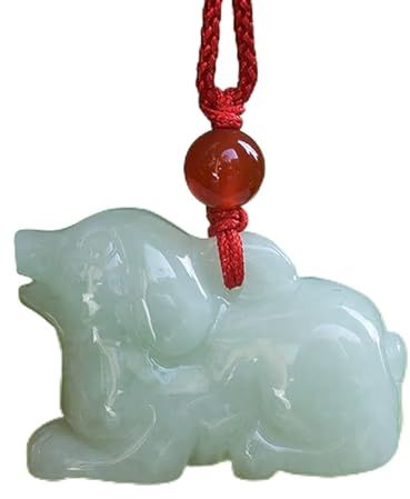 SMDSAZ Collier avec pendentif signe du zodiaque chinois émeraude naturelle sculpté à la main pour homme et femme