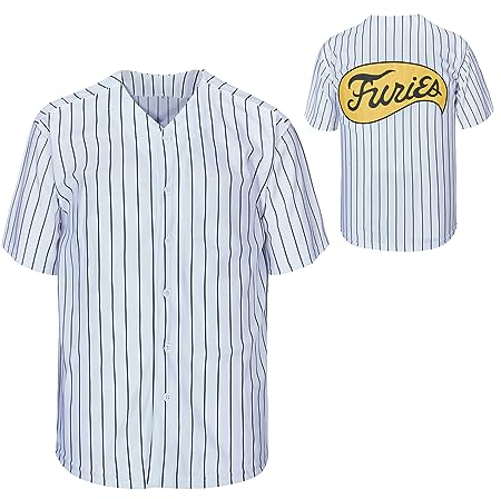 The Warrior Furies Herren Baseballtrikot, Nadelstreifen, genäht, S-3XL