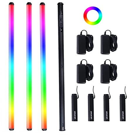 Aputure Amaran T4C 4 Packungen RGBWW LED-Röhrenlicht, 40 W, 2500 K-7500 K, einstellbar, Handlichtstab, unterstützt APP und DMX-Steuerung (120 cm)