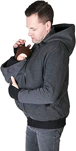 Multifunzione Uomo Giacca Maglione Canguro,2 In 1 Giacca Con Polsino Elastico Uomo Felpa Premaman Adatto Per Attività All'aperto Shopping 1,M