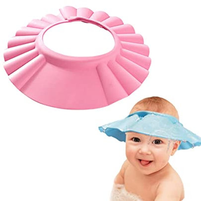 Baby Bath Head Cap Shower Cap for Kids Hair Cap for Shower Visor Shower Bathing Protection Bath Cap Visor Hat for Baby Toddler Kids (Pink)