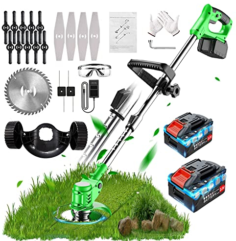 Wrneaoch Metal Blade Cordless Strimmer 24v Grass Trimmers 17 Blades 15cm Cutting Diameter Blade Grass Trimmer For Lawn Trimmingtwigsbrush Cutting