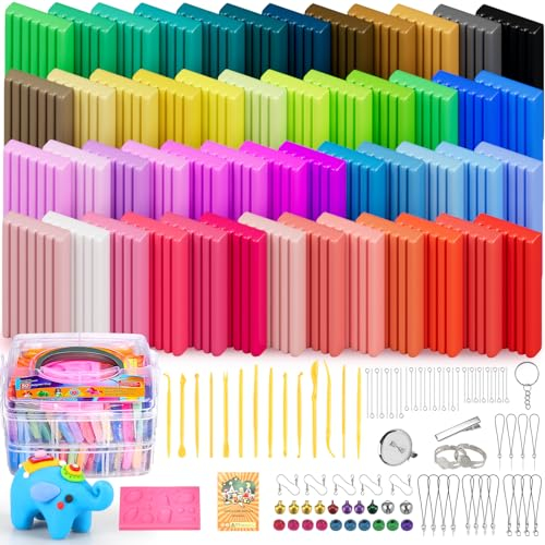 Ixiaoyoo Polymer Clay 50 Colors, Modeling Clay for Kids DIY Starter Kits, Oven Bake Model Clay, Non-Toxic, Non-Sticky, Ideal Clay Kits for Children and Artists