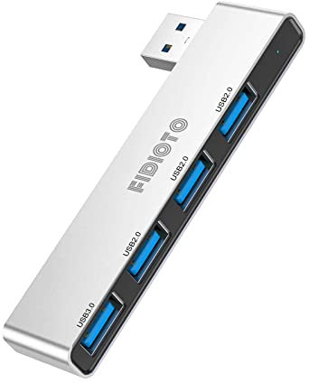 Multi Port USB Hub, Fidioto 4 Port USB Adapter(1 * 3.0 Hub, 3 * 2.0 Hub), USB Hub for Laptop, iMac Pro, MacBook Air, Mac Mini/Pro, Notebook PC, USB Flash Drives and Mobile HDD Etc.