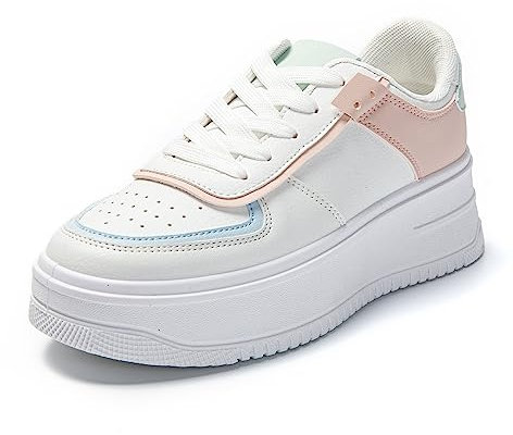 JOMIX Baskets Plateforme Femme Chaussures de Sport Running Basket Femme Chaussures de Marche Sport Baskets Gymnasium Tennis Sneakers pour Femme (Rose, 37)