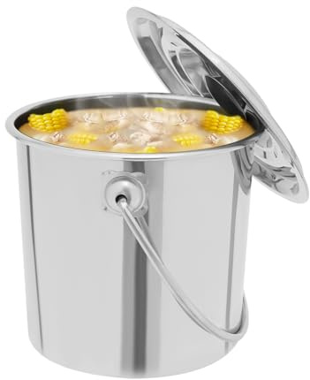 Seau en acier inoxydable de qualité alimentaire - Pour la nourriture et l'eau - Longue durée de vie - Couvercle de grande capacité - 6 l