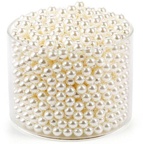 Okllen Kunstperlen, 8 mm, Ungebohrt, Elfenbeinfarben, Poliert, Lose Perlen zum Basteln, Schmuckherstellung, Vasenfüller, Tischdekoration, Hochzeit, Heimdekoration, ohne Loch, 2000 Stück