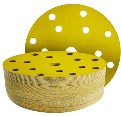 GZKTY 50 Pezzi Dischi Abrasivi 150mm, Grana 180, 15 Fori per Levigatrice Orbitale, Carta Vetrata per Legno e Metallo