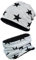 TupTam Jungen Beanie Mütze Schlauchschal Kinder 2er Set Herbst Winter gefütterte Übergangsmütze mit Loop, Farbe: Wintermütze Teddyfleece - Sterne Schwarz Grau, Hat Size: 52
