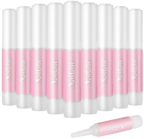 10 Pcs/Set 2g Faux Ongles Colle, Colle à Ongles Super Forte pour Ongles, Nail Art Manucure Colle à Ongles Utiliser pour Strass Autocollants Ongles Faux Conseils Faux Ongles